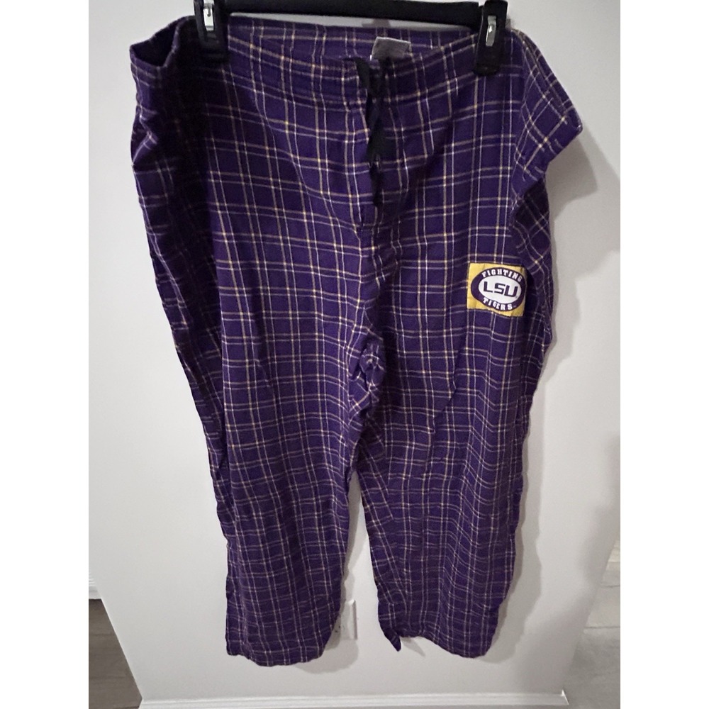 Sideline Apparel LSU Tigers Men's XL Purple Plaid Cotton Pajama Pants